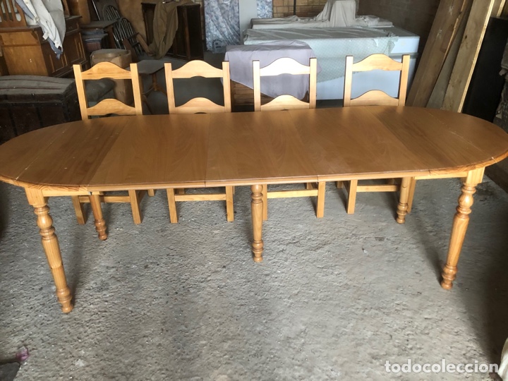 Vintage: MESA EXTENSIBLE PARA 4/6/8/12 COMENSALES CON 4 SILLAS - Foto 9