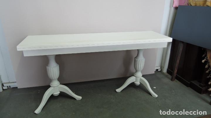 Vintage: MESA EXTENSIBLE DE LIBRO PARA COMEDOR, O PLEGADA COMO CONSOLA - Foto 4