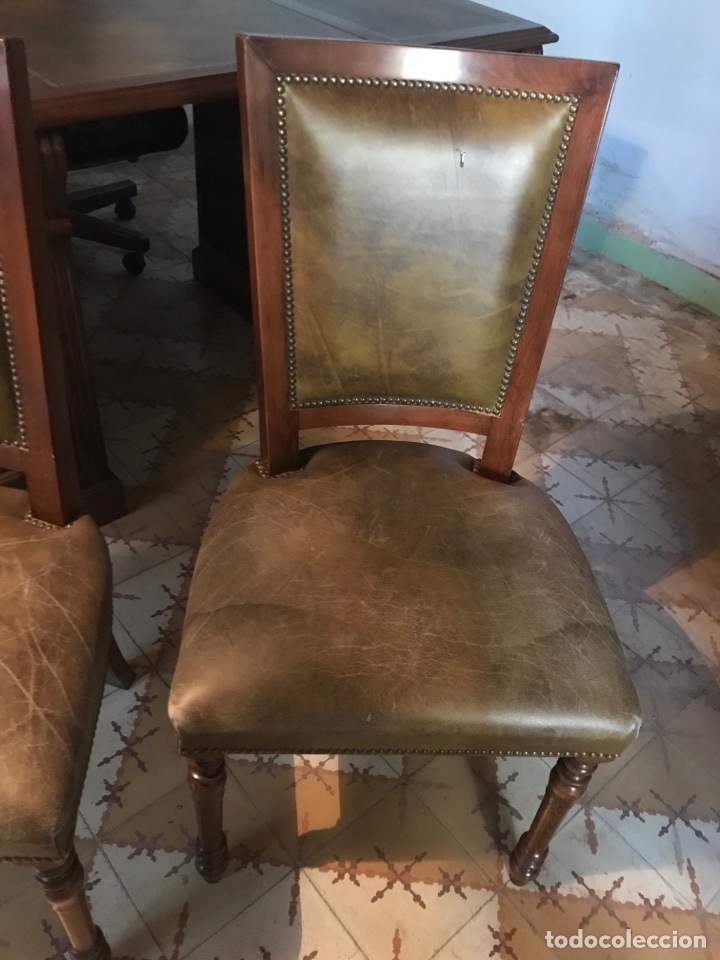 Vintage: Sillas despacho cuero verde. - Foto 3