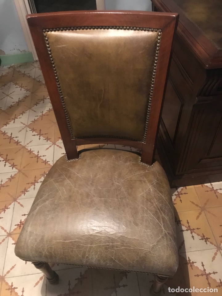 Vintage: Sillas despacho cuero verde. - Foto 4