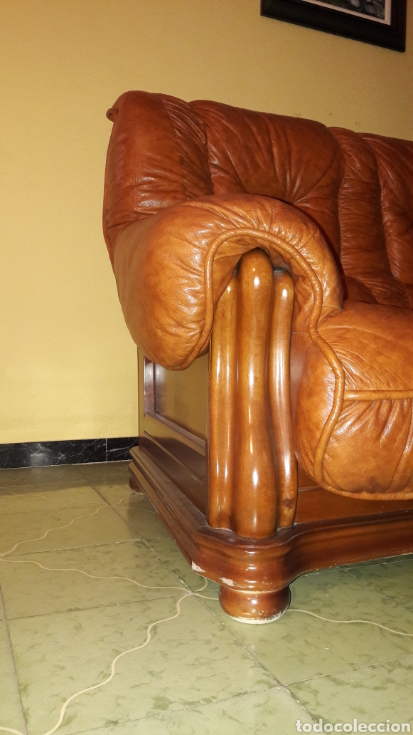 Vintage: Precioso sof&agrave; en piel y madera - Foto 2