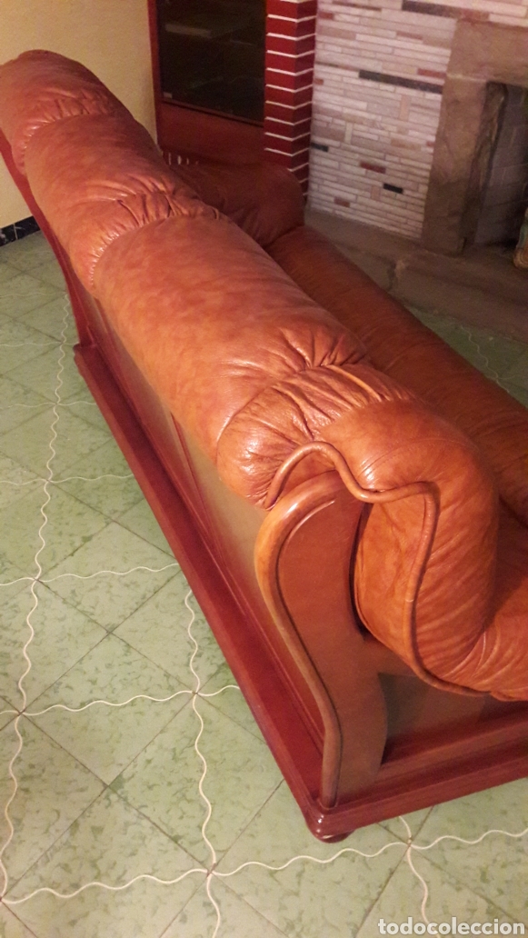 Vintage: Precioso sof&agrave; en piel y madera - Foto 4