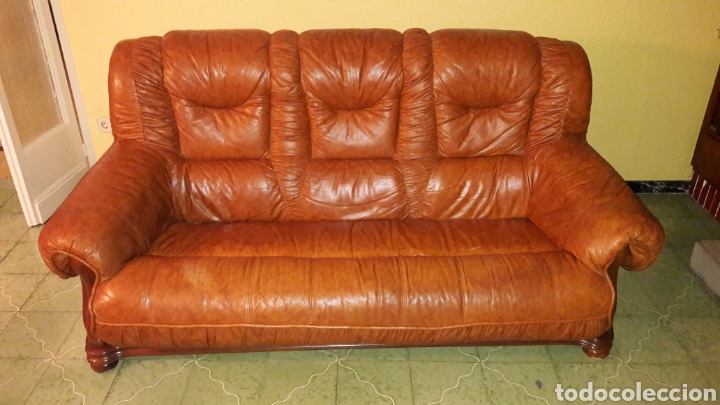 Vintage: Precioso sof&agrave; en piel y madera - Foto 6