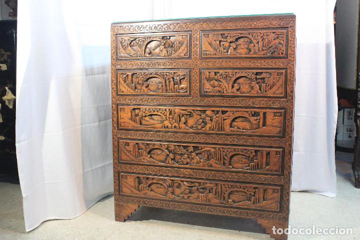 Vintage: COMODA TALLA ORIENTAL MARRON - Foto 1