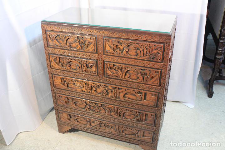 Vintage: COMODA TALLA ORIENTAL MARRON - Foto 2