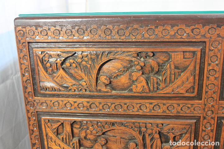Vintage: COMODA TALLA ORIENTAL MARRON - Foto 4
