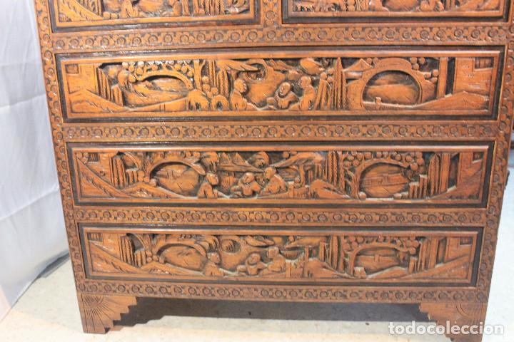 Vintage: COMODA TALLA ORIENTAL MARRON - Foto 5