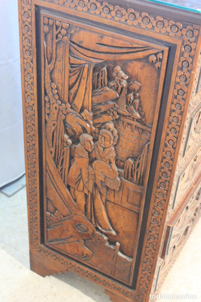 Vintage: COMODA TALLA ORIENTAL MARRON - Foto 10