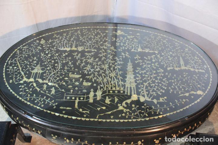 Vintage: MESA CENTRO ORIENTAL 6 TABURETES - Foto 8