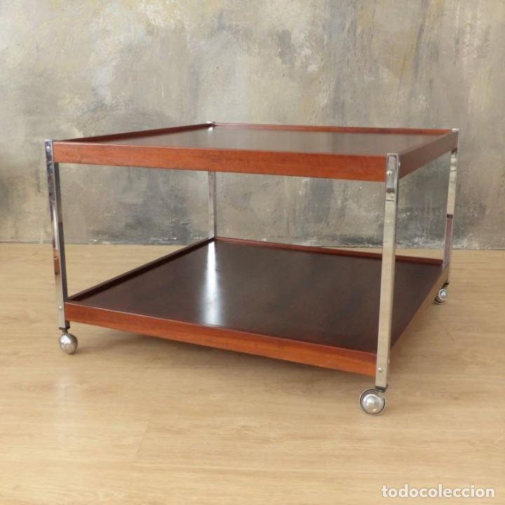 Vintage: Mesa auxiliar de teca con ruedas. 1950 - 1959 - Foto 4