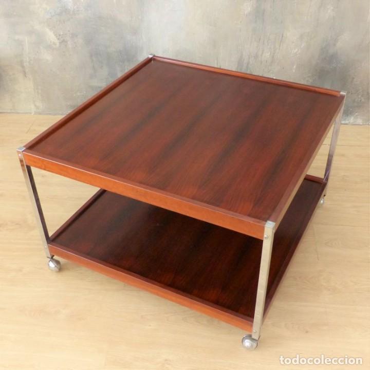 Vintage: Mesa auxiliar de teca con ruedas. 1950 - 1959 - Foto 5