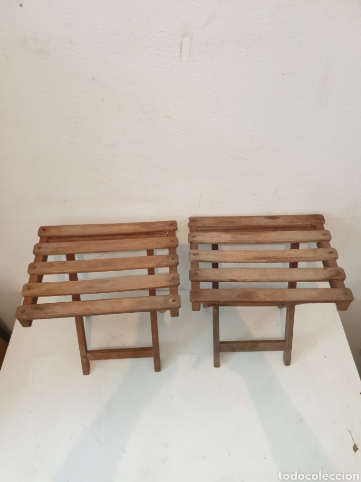 Vintage: PAREJA TABURETES MADERA - Foto 2
