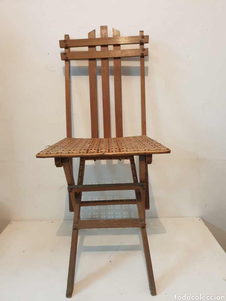 Vintage: SILLA MADERA ASIENTO MIMBRE - Foto 1