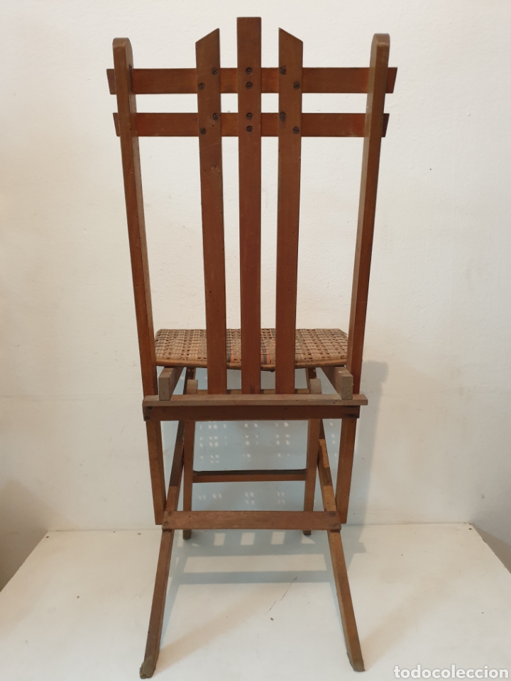 Vintage: SILLA MADERA ASIENTO MIMBRE - Foto 4
