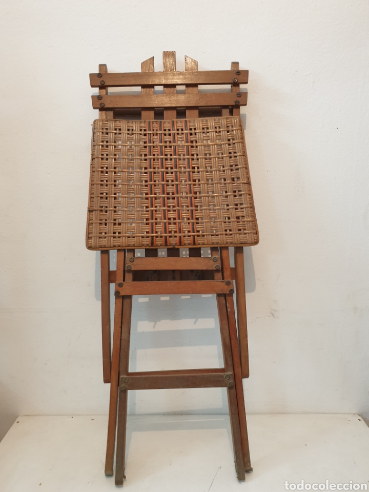 Vintage: SILLA MADERA ASIENTO MIMBRE - Foto 5
