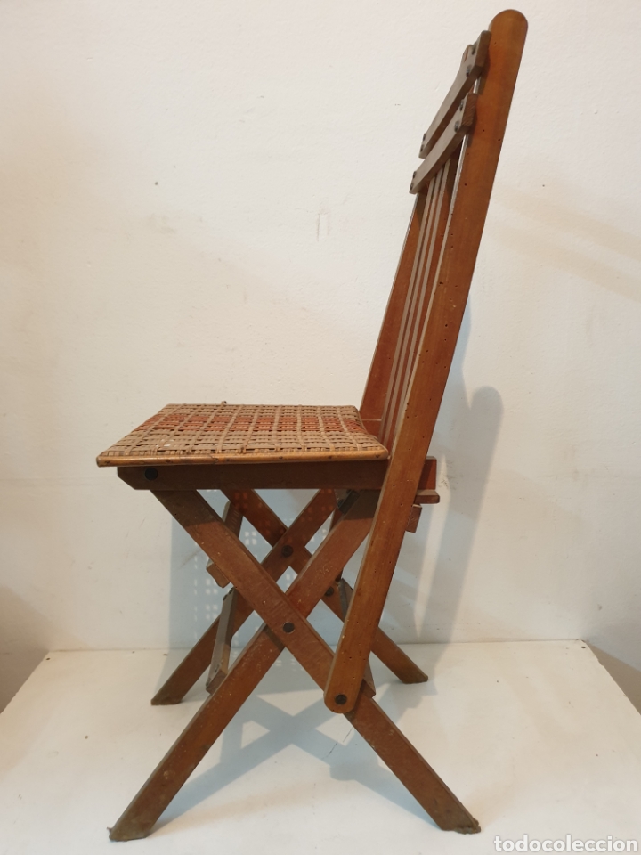 Vintage: SILLA MADERA ASIENTO MIMBRE - Foto 3