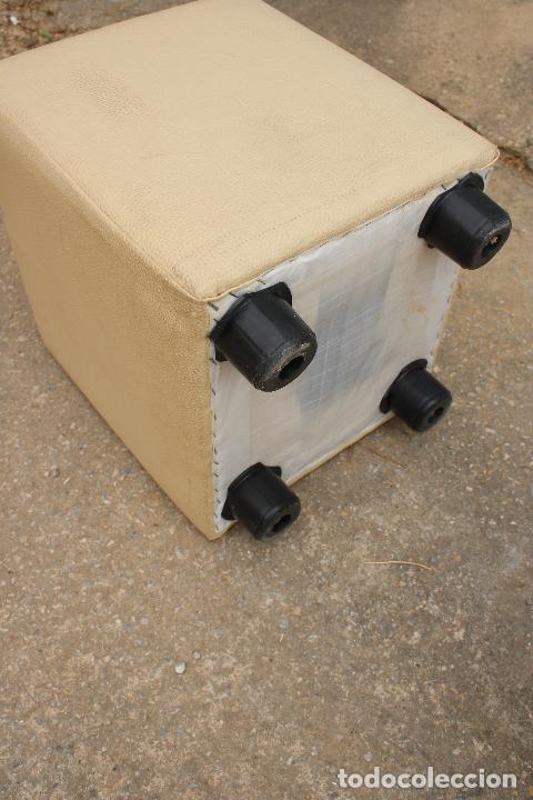 Vintage: 2 puff de cubo de cuero blanco - Foto 6