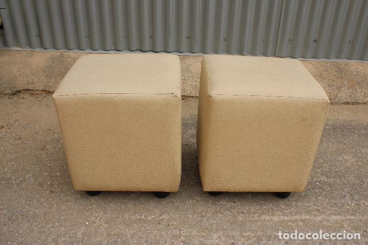 Vintage: 2 puff de cubo de cuero blanco - Foto 1
