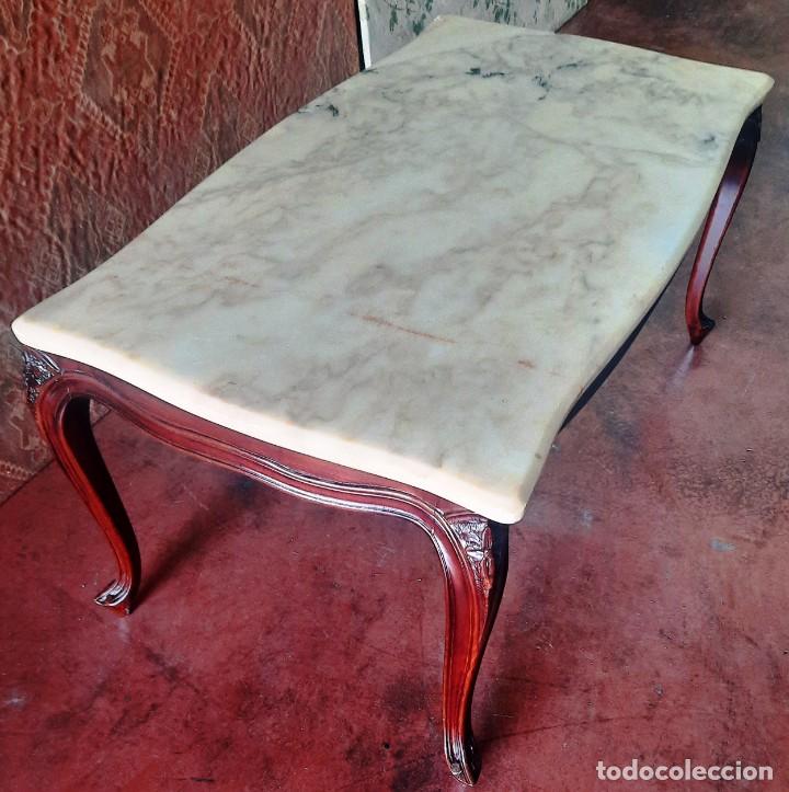 Vintage: MESA CENTRO MADERA Y MARMOL 93 x 52 x 44 - Foto 2