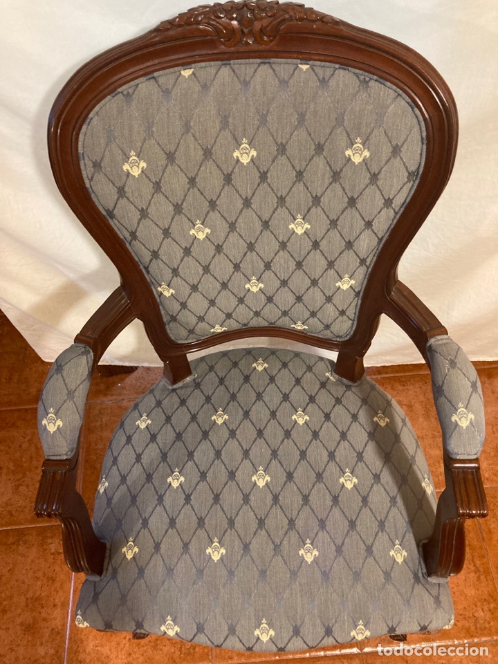 Vintage: Butaca sillon de madera tapizada - Foto 5