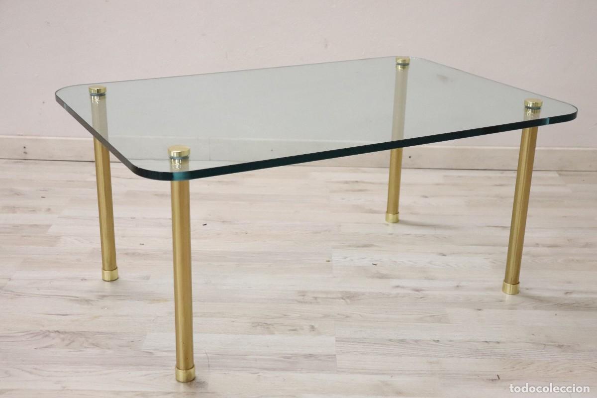 Vintage: Mesa de centro de cristal, a&ntilde;os 1980 - Foto 2