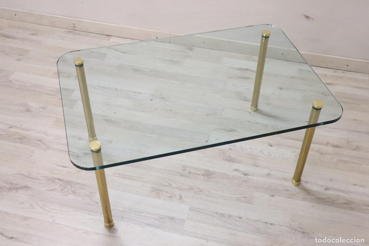 Vintage: Mesa de centro de cristal, a&ntilde;os 1980 - Foto 3