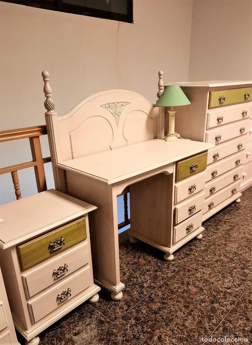 Vintage: DORMITORIO JUVENIL PINO BLANCO Y VERDE - Foto 1