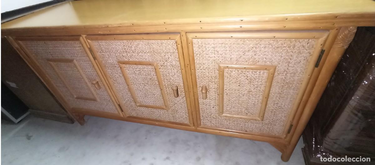 Vintage: MUEBLE FRANC&Eacute;S MADERA MACIZA, MIMBRE Y BAMBU. - Foto 1