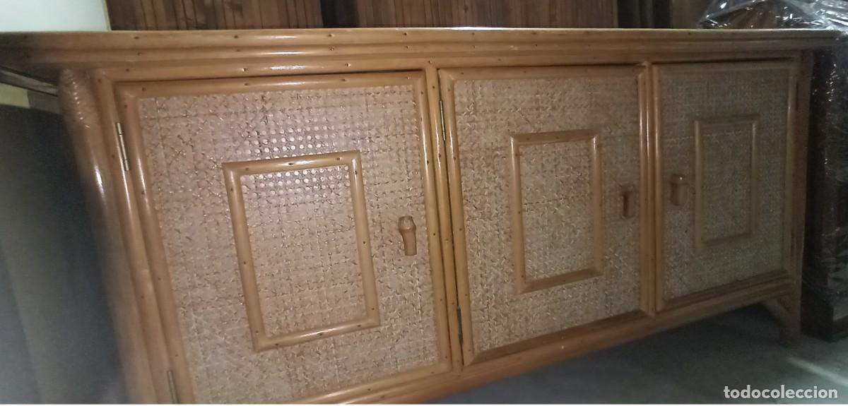 Vintage: MUEBLE FRANC&Eacute;S MADERA MACIZA, MIMBRE Y BAMBU. - Foto 2