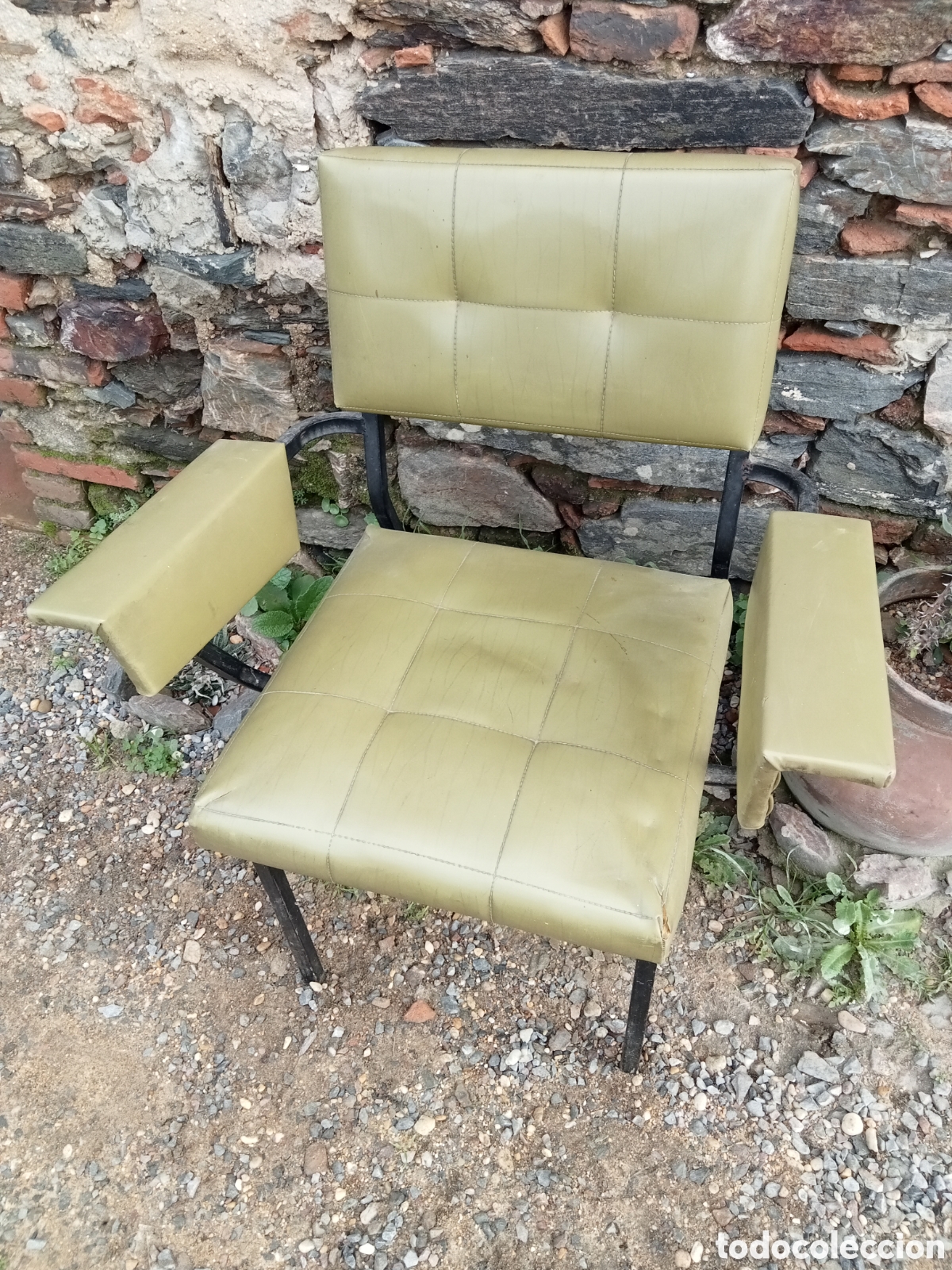 Vintage: Sill&oacute;n vintage metal verde - Foto 2