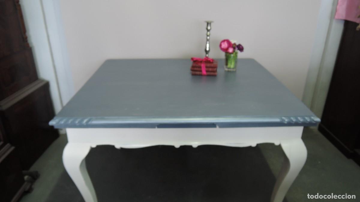 Vintage: MESA COMEDOR EXTENSIBLE CON ALAS AZUL Y BLANCA - Foto 4