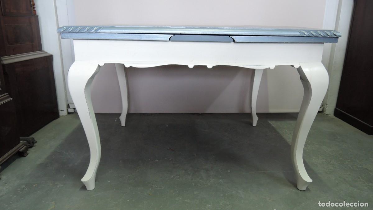 Vintage: MESA COMEDOR EXTENSIBLE CON ALAS AZUL Y BLANCA - Foto 5