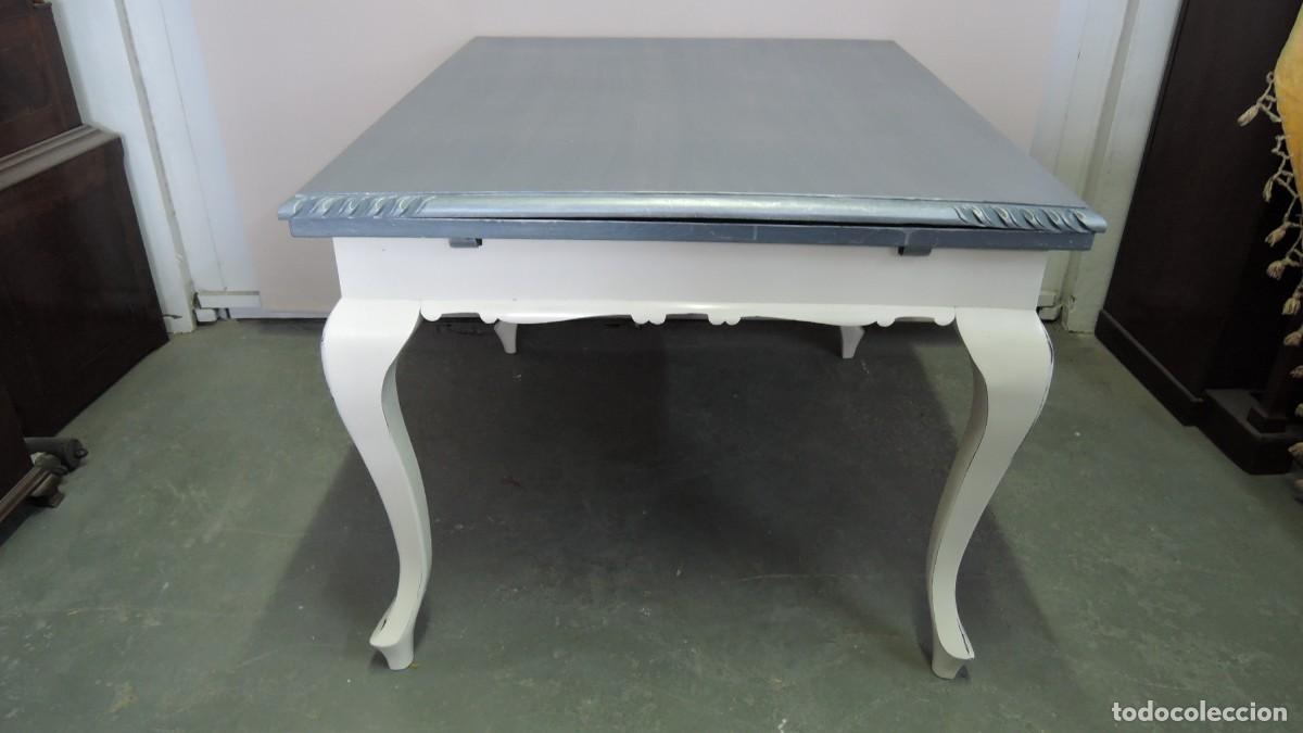 Vintage: MESA COMEDOR EXTENSIBLE CON ALAS AZUL Y BLANCA - Foto 7