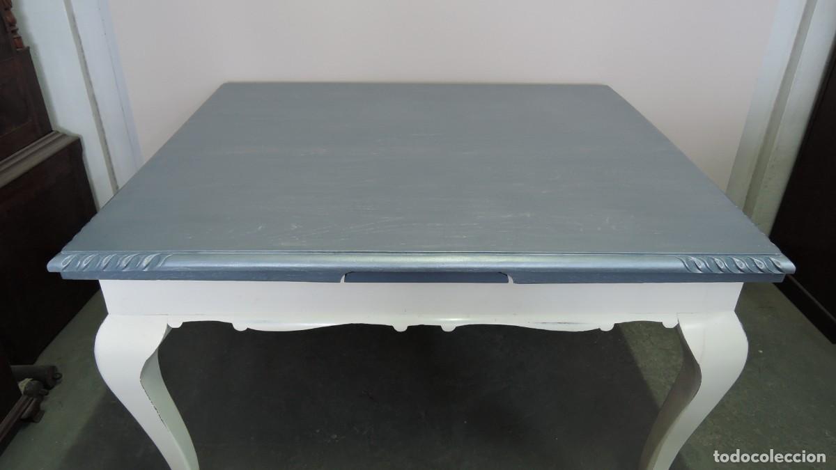 Vintage: MESA COMEDOR EXTENSIBLE CON ALAS AZUL Y BLANCA - Foto 8