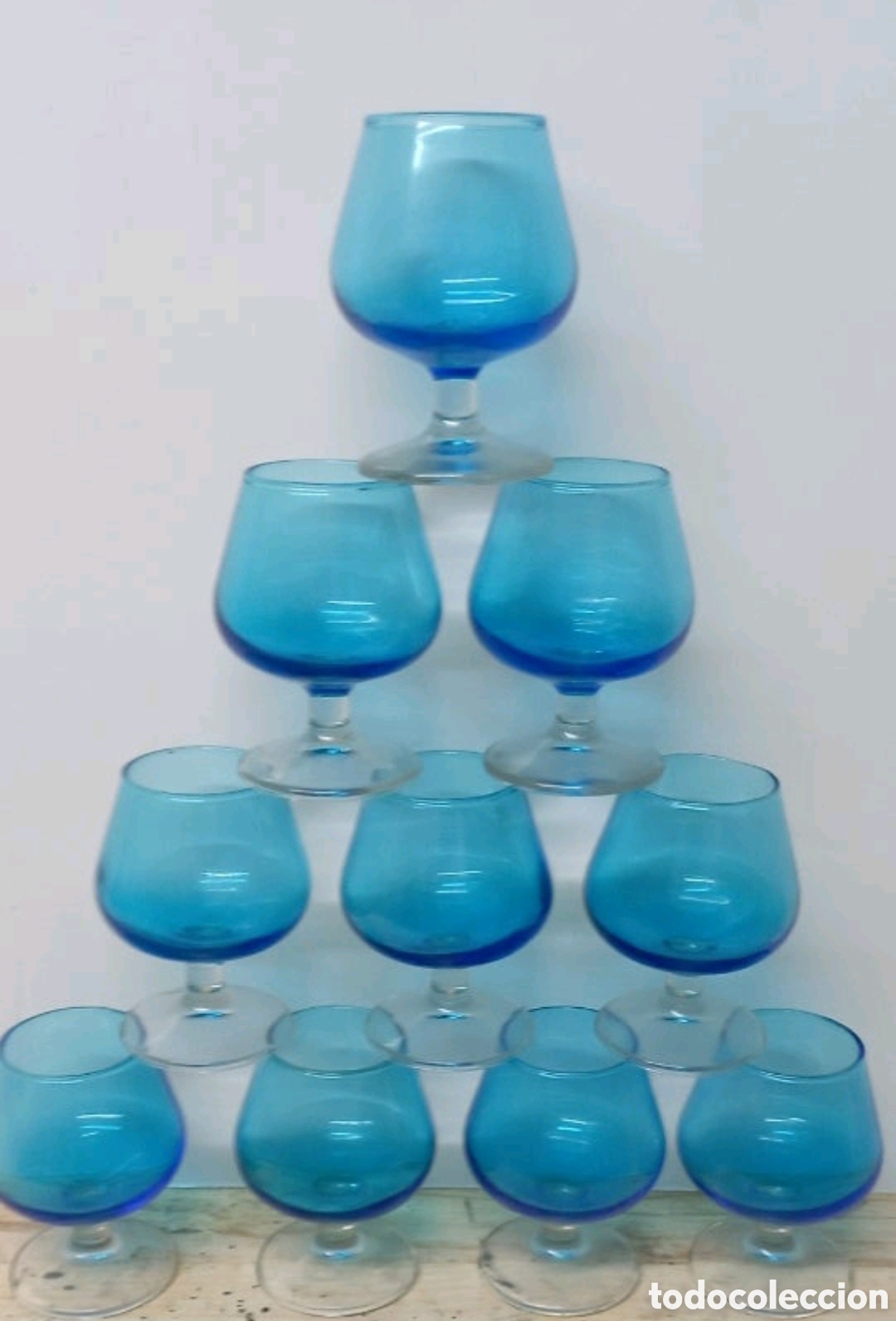 Vintage: Copas de v&iacute;drio azul - Foto 1