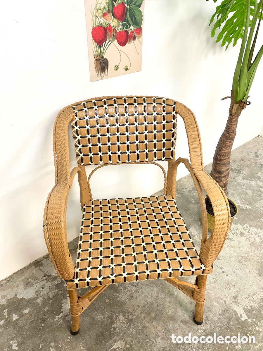 Vintage: Silla madera y pvc - Foto 3