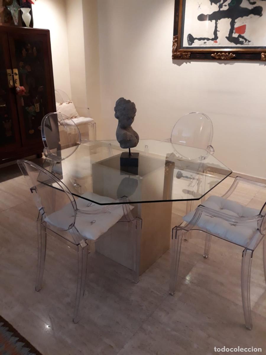 Vintage: Mesa comedor de marmol y cristal - Foto 3