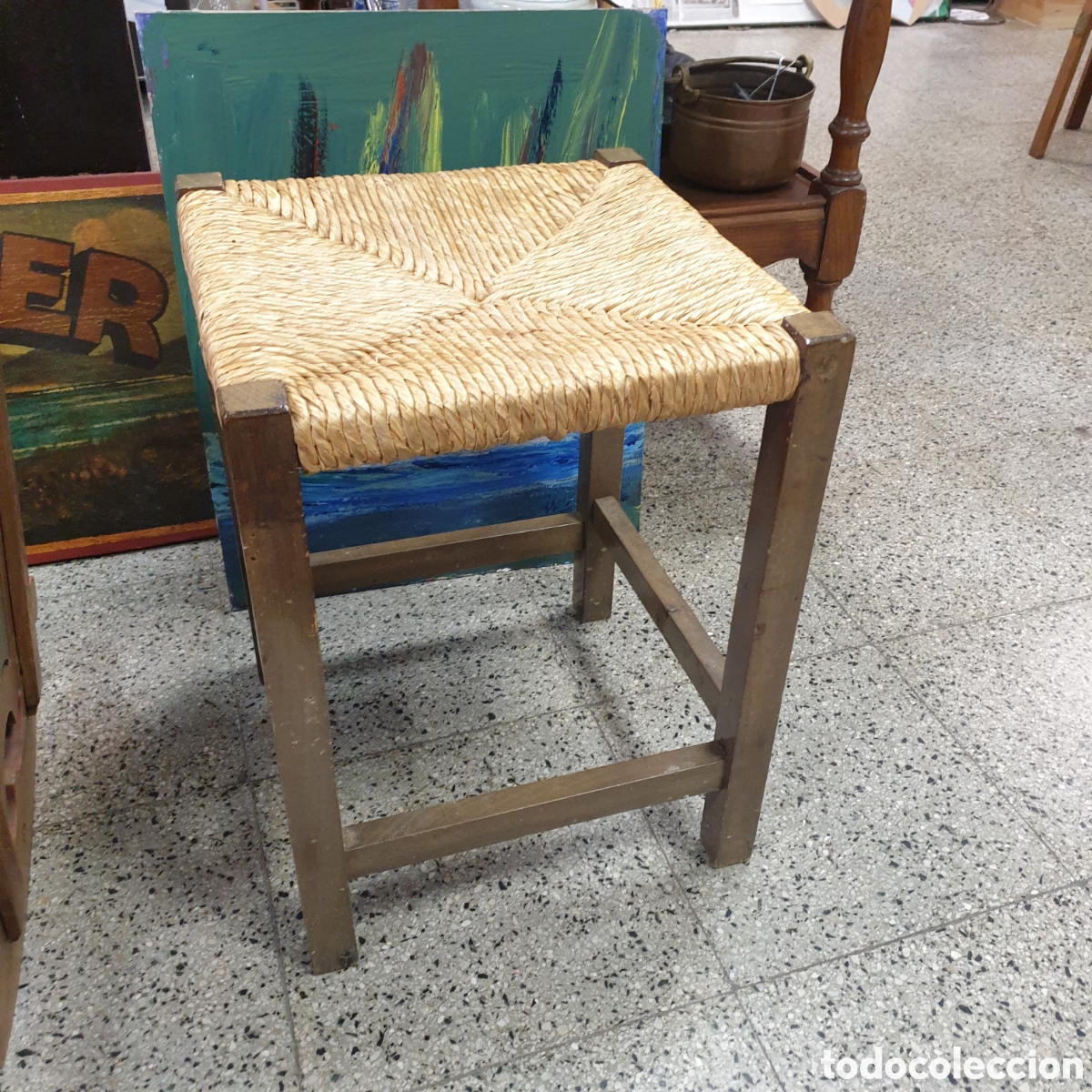 Vintage: Antigua banqueta de madera - Foto 1