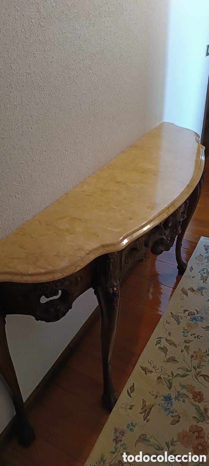 Vintage: CONSOLA ISABELINA CON M&Aacute;RMOL BEIGE - Foto 2