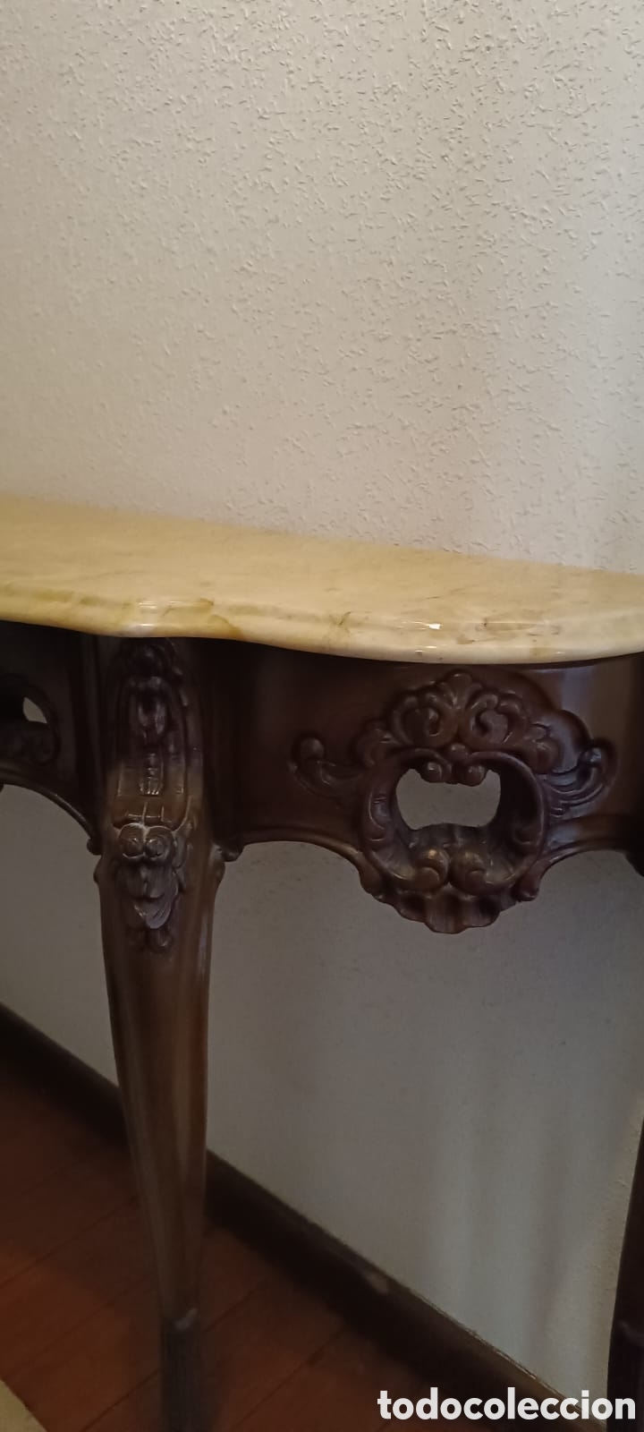 Vintage: CONSOLA ISABELINA CON M&Aacute;RMOL BEIGE - Foto 3