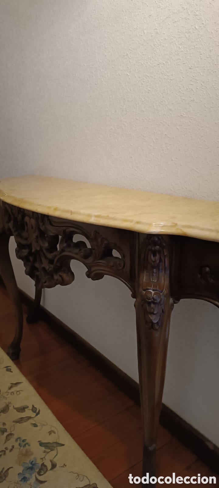 Vintage: CONSOLA ISABELINA CON M&Aacute;RMOL BEIGE - Foto 1