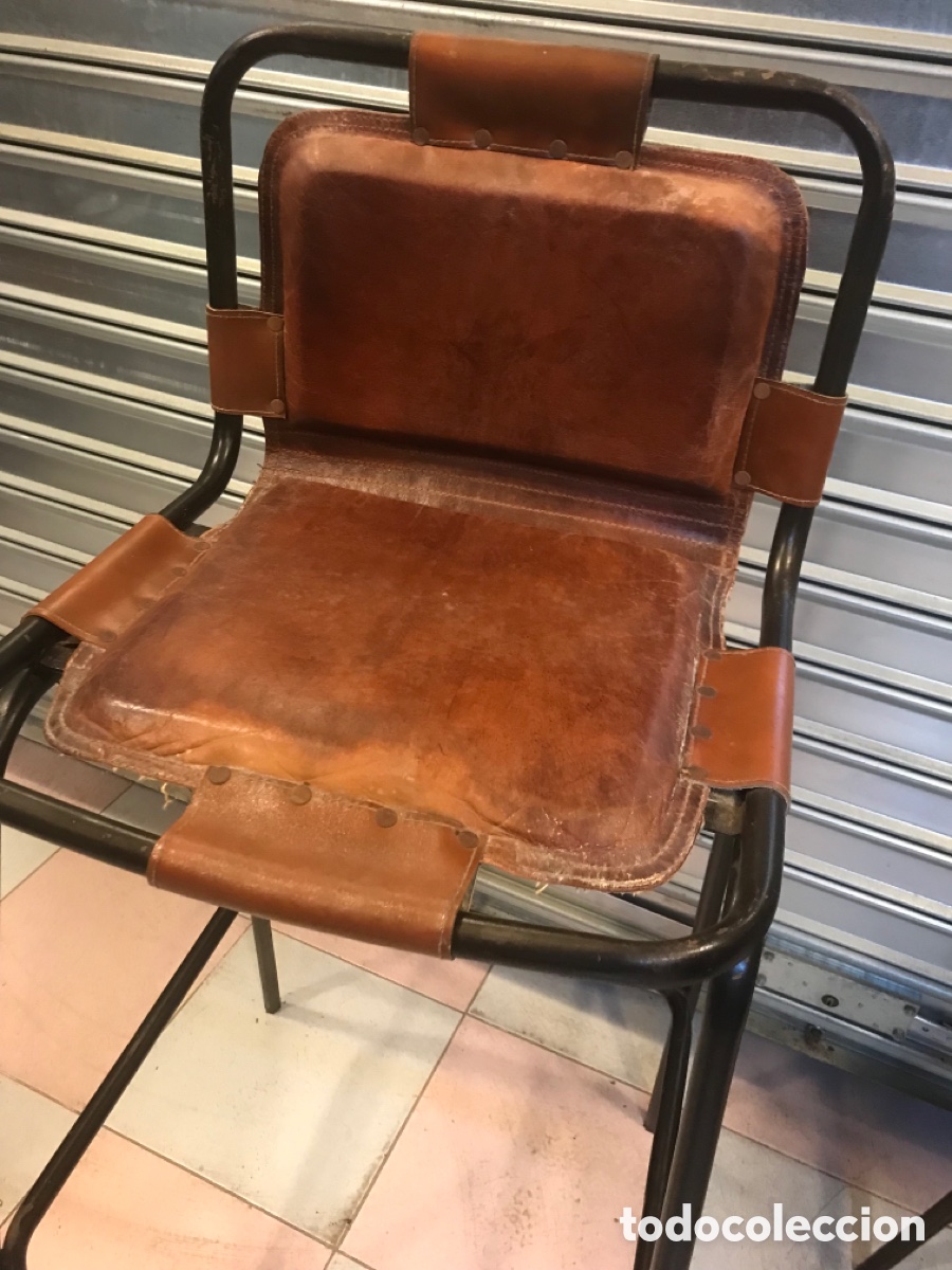 Vintage: Taburete de cuero y hierro estilo industrial - Foto 7