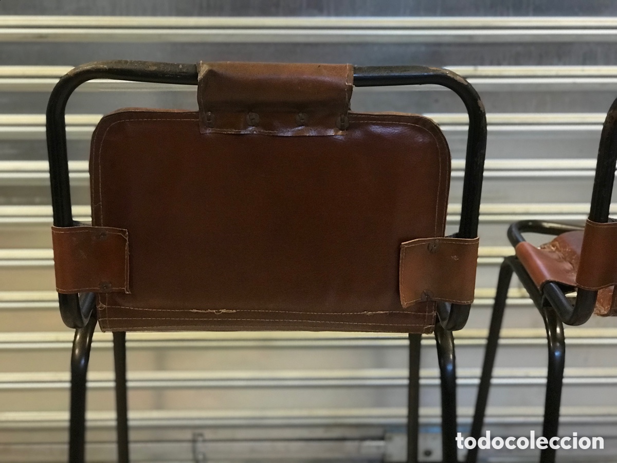 Vintage: Taburete de cuero y hierro estilo industrial - Foto 11