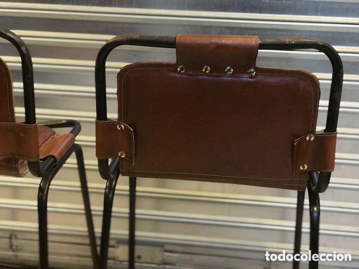 Vintage: Taburete de cuero y hierro estilo industrial - Foto 12