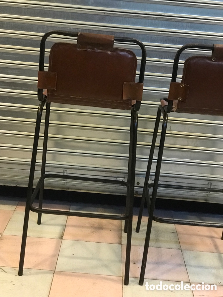 Vintage: Taburete de cuero y hierro estilo industrial - Foto 13
