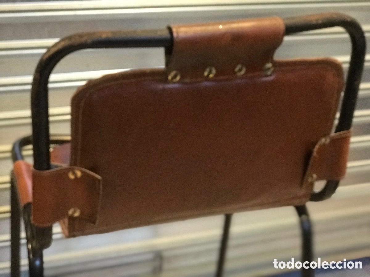 Vintage: Taburete de cuero y hierro estilo industrial - Foto 16