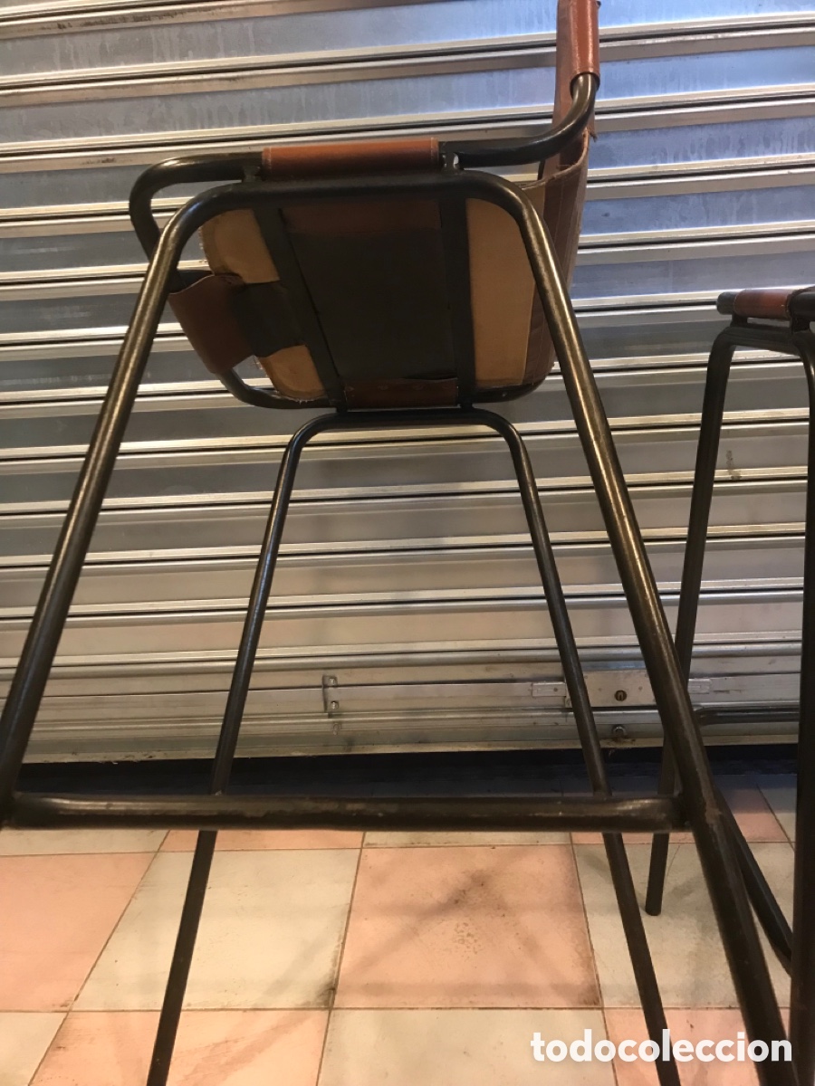 Vintage: Taburete de cuero y hierro estilo industrial - Foto 18
