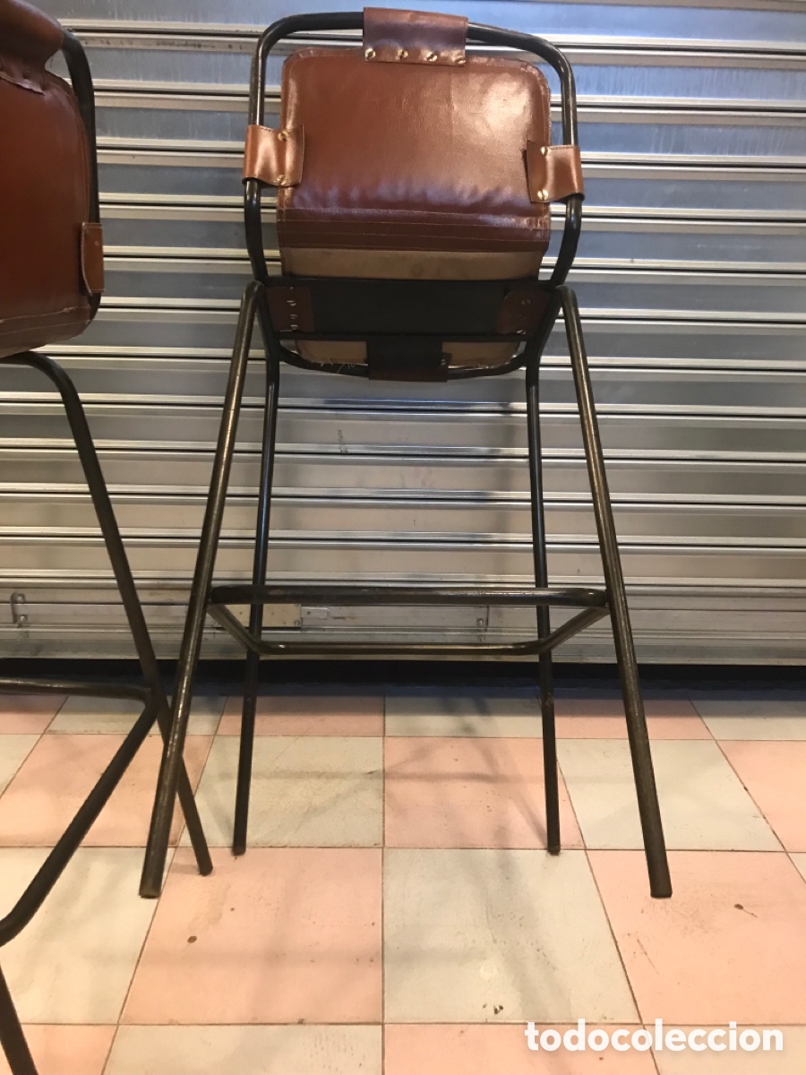 Vintage: Taburete de cuero y hierro estilo industrial - Foto 19