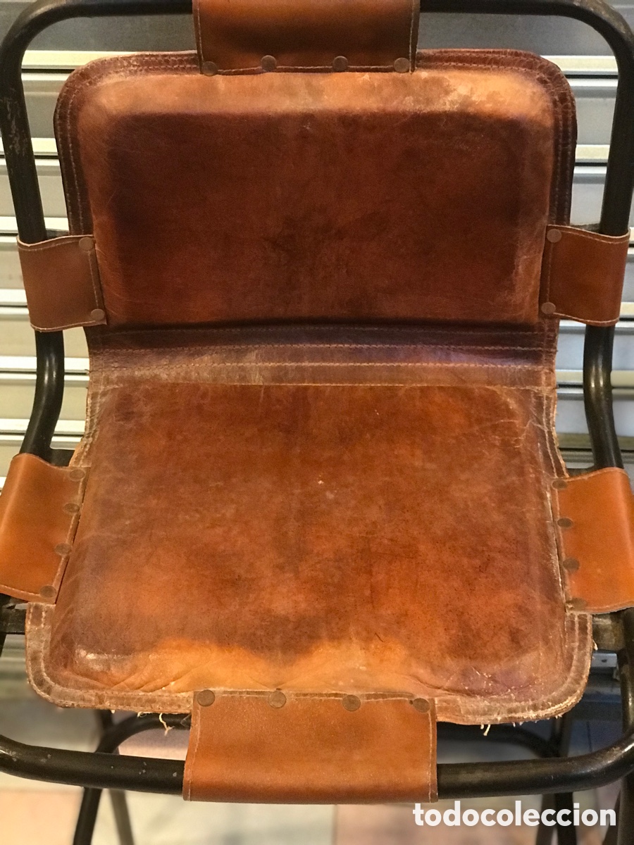 Vintage: Taburete de cuero y hierro estilo industrial - Foto 22