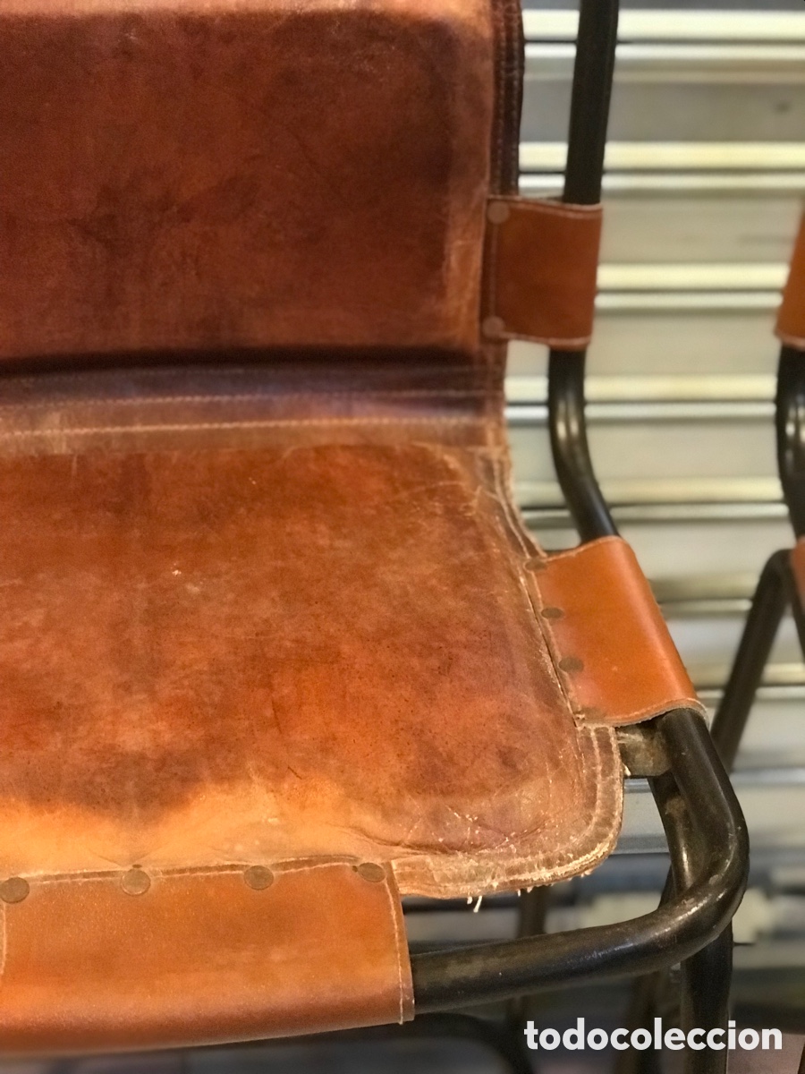 Vintage: Taburete de cuero y hierro estilo industrial - Foto 24
